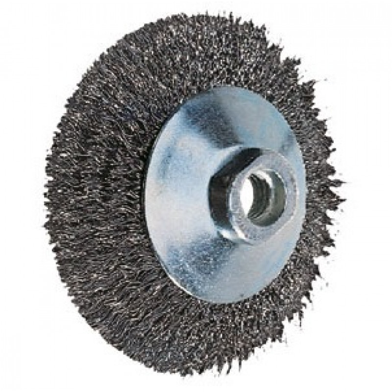 Spazzola conica inox foro filettato filo non ritorto diametro 100, Spazzole in acciaio, pferd | Magnabosco Express - 00025218